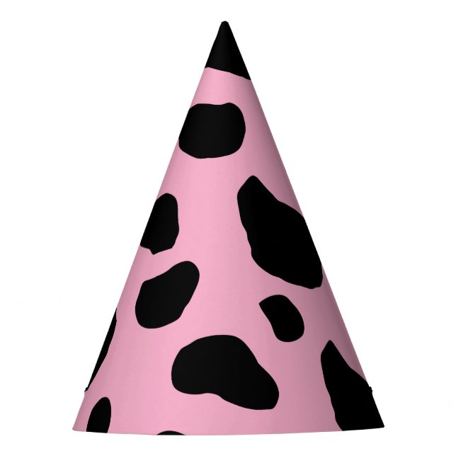Cow Print, Cow Pattern, Cow Spots, Pink Cow Party Hat (Front)