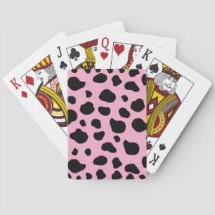 Cow Print, Cow Pattern, Cow Spots, Pink Cow Playing Cards