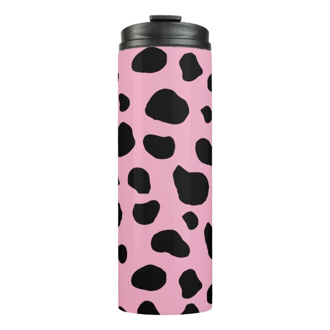 Cow Print, Cow Pattern, Cow Spots, Pink Cow Thermal Tumbler (Front)