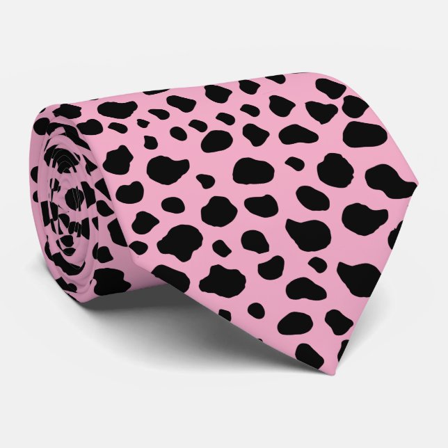 Cow Print, Cow Pattern, Cow Spots, Pink Cow Tie (Rolled)