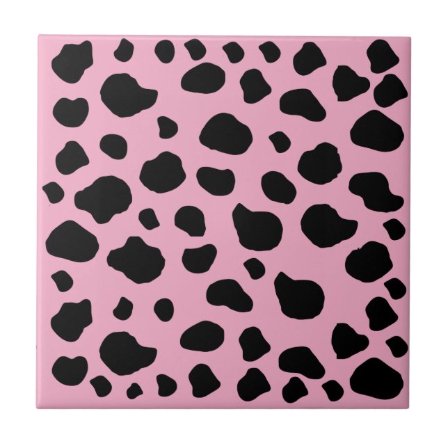 Cow Print, Cow Pattern, Cow Spots, Pink Cow Tile (Front)
