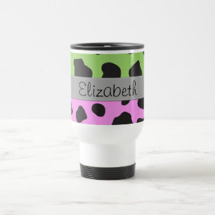 Cow Print, Cow Pattern, Cow Spots, Your Name Travel Mug