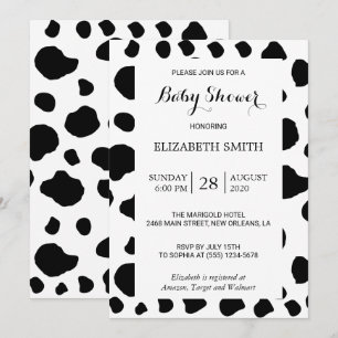 Cow Print, Cow Spots, Black And White, Baby Shower Invitation