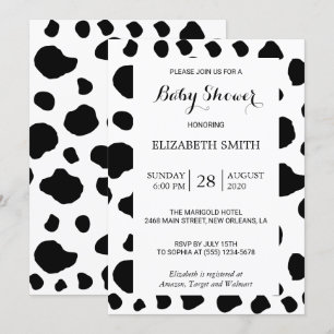 Cow Print, Cow Spots, Black And White, Baby Shower Invitation