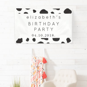 Cow Print, Cow Spots, Black And White, Birthday Banner