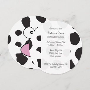Cow Print, Cow Spots, Black And White, Birthday Invitation