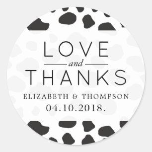 Cow Print, Cow Spots, Black And White, Wedding Classic Round Sticker
