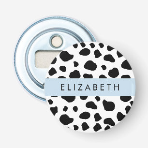 Cow Print, Cow Spots, Black And White, Your Name Bottle Opener