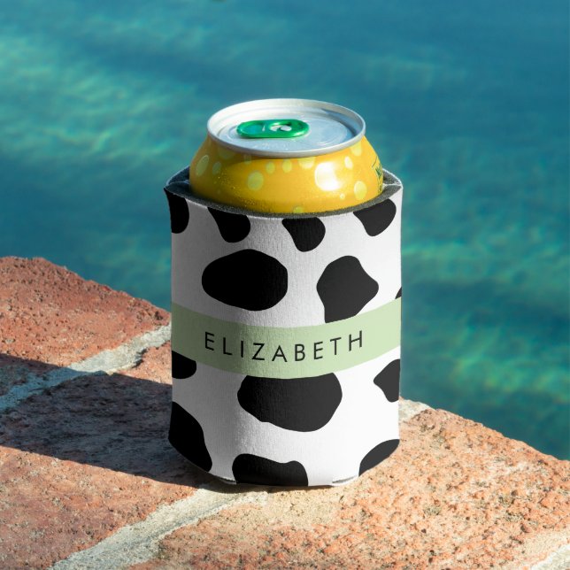 Cow Print, Cow Spots, Black And White, Your Name Can Cooler (In Situ Pool)