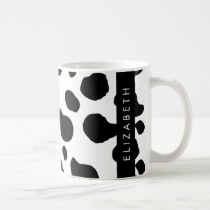 Cow Print, Cow Spots, Black And White, Your Name Coffee Mug