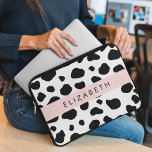 Cow Print, Cow Spots, Black And White, Your Name Laptop Sleeve<br><div class="desc">Elegant,  stylish and sophisticated cow pattern in black and white colour. Modern and trendy gift,  perfect for the animal print lover in your life. Personalise by adding your name,  nickname,  monogram or initials.</div>