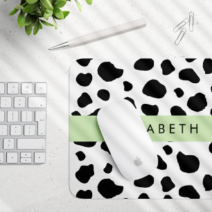 Cow Print, Cow Spots, Black And White, Your Name Mouse Mat