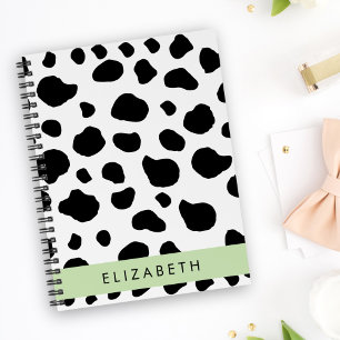 Cow Print, Cow Spots, Black And White, Your Name Notebook