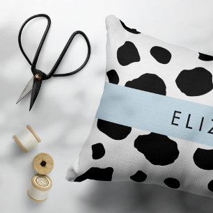 Cow Print, Cow Spots, Black And White, Your Name Pillowcase