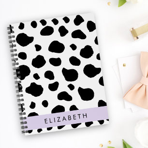 Cow Print, Cow Spots, Black And White, Your Name Planner