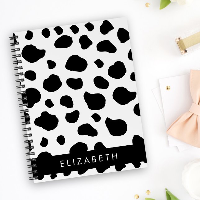 Cow Print, Cow Spots, Black And White, Your Name Planner (Creator Uploaded)