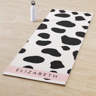 Cow Print, Cow Spots, Black And White, Your Name Yoga Mat
