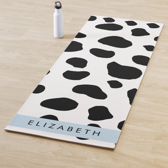 Cow Print, Cow Spots, Black And White, Your Name Yoga Mat (In Situ)