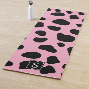 Cow Print, Cow Spots, Pink Cow, Monogram Yoga Mat