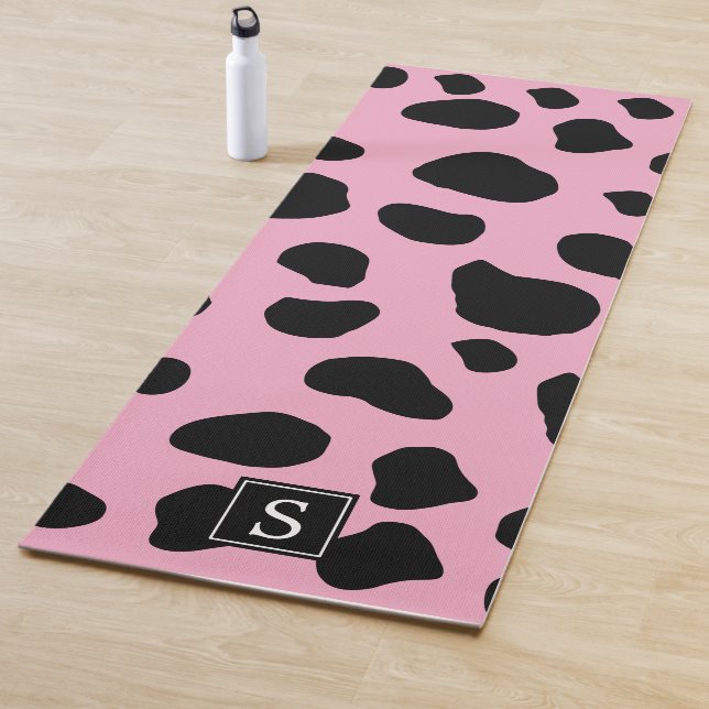 Cow Print, Cow Spots, Pink Cow, Monogram Yoga Mat (In Situ)