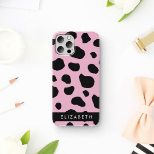 Cow Print, Cow Spots, Pink Cow, Your Name iPhone 12 Pro Case