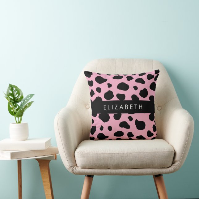 Cow Print, Cow Spots, Pink Cow, Your Name Cushion (Chair)