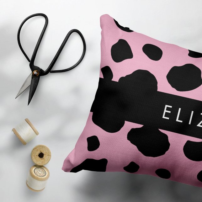 Cow Print, Cow Spots, Pink Cow, Your Name Decorative Cushion (Creator Uploaded)
