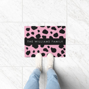 Cow Print, Cow Spots, Pink Cow, Your Name Doormat