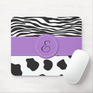 Cow Print, Cow Spots, Zebra Stripes, Monogram Mouse Mat
