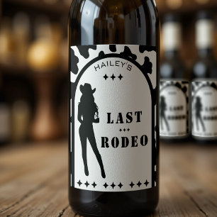 Cow Print Cowgirl Wedding Bachelorette Party Wine Label