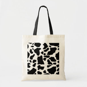 Cow print design, black and white tote bag