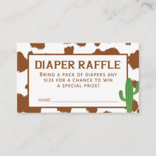 Cow Print Diaper Raffle Ticket Enclosure Card