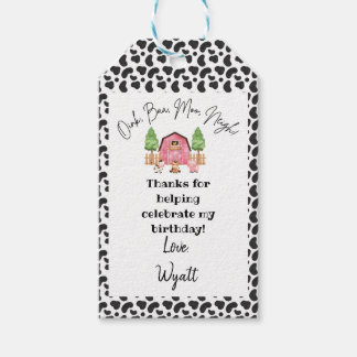 Cow Print Farm Animal/ Barn Yard Party Favour Tag