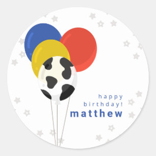 Cow Print Farm Birthday Balloons Classic Round Sticker