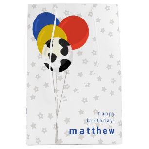 Cow Print Farm Birthday Balloons Medium Gift Bag