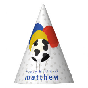 Cow Print Farm Birthday Balloons Party Hat