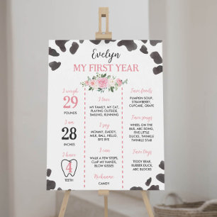 Cow Print First Birthday Milestone Sign