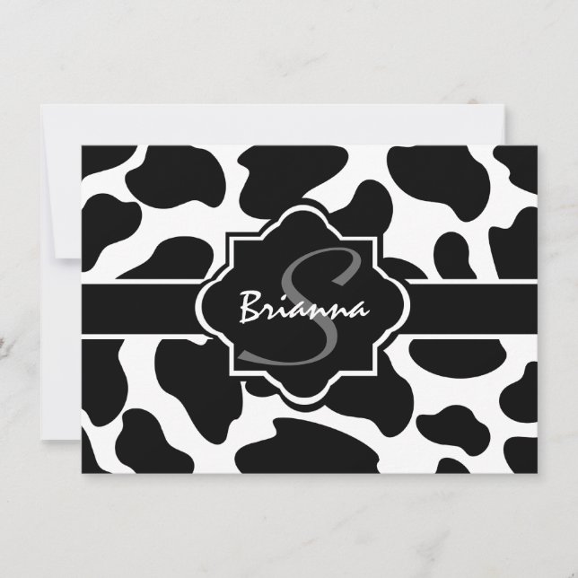 Cow Print Flat Note Card (Front)