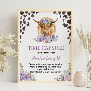 Cow Print Floral Birthday Time Capsule Sign