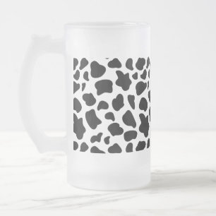 Cow Print Frosted Glass Beer Mug