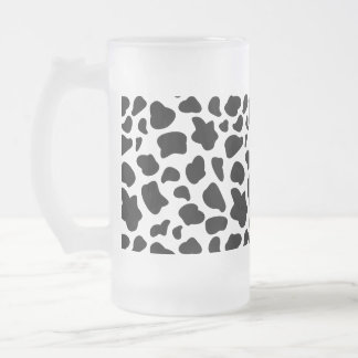 Cow Print Frosted Glass Beer Mug