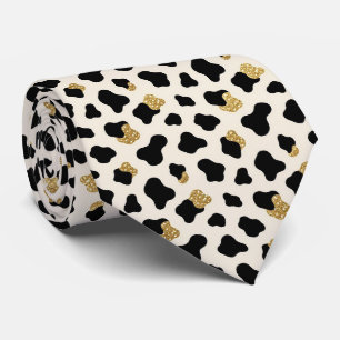 Cow Print Glitter Faux Silk Neck Tie Cowboy