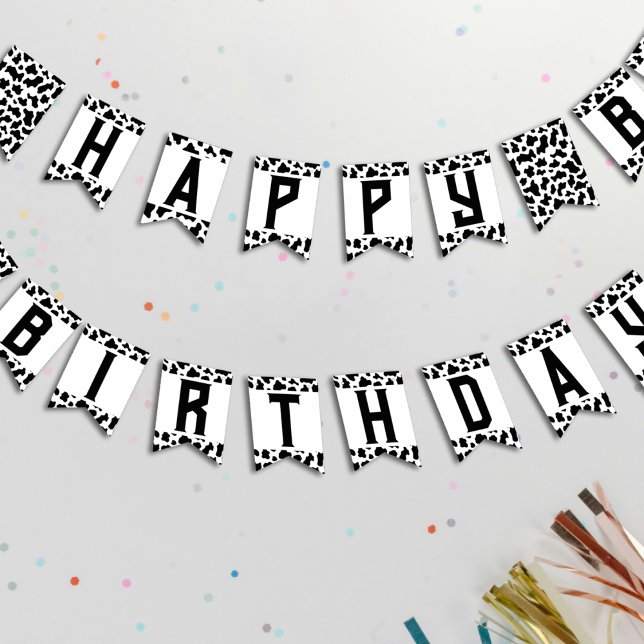 Cow Print Happy Birthday Bunting (Cow Print Happy Birthday Bunting Flags
)