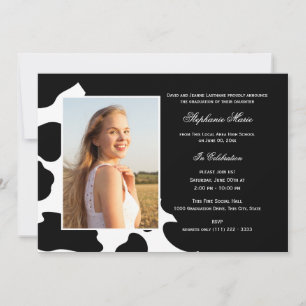 Cow Print Multi Photo Graduation Invitation