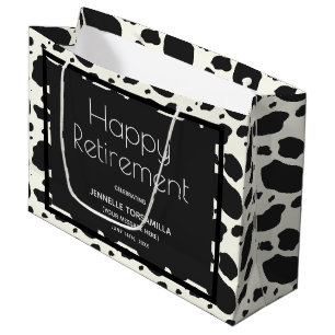 Cow Print Name Retirement Party Large Gift Bag