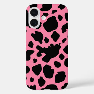 Cow Print on Pink iPhone 16 Case
