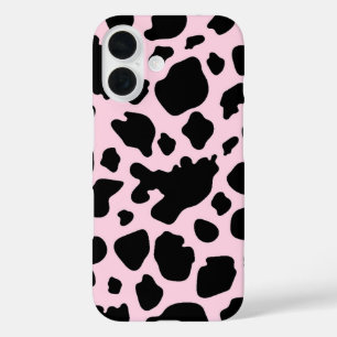 Cow Print on President Pink iPhone 16 Case