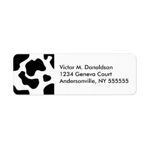 Cow Print Personalised Return Address Labels