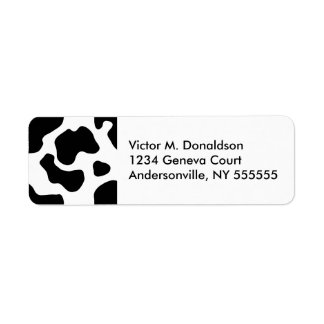 Cow Print Personalised Return Address Labels
