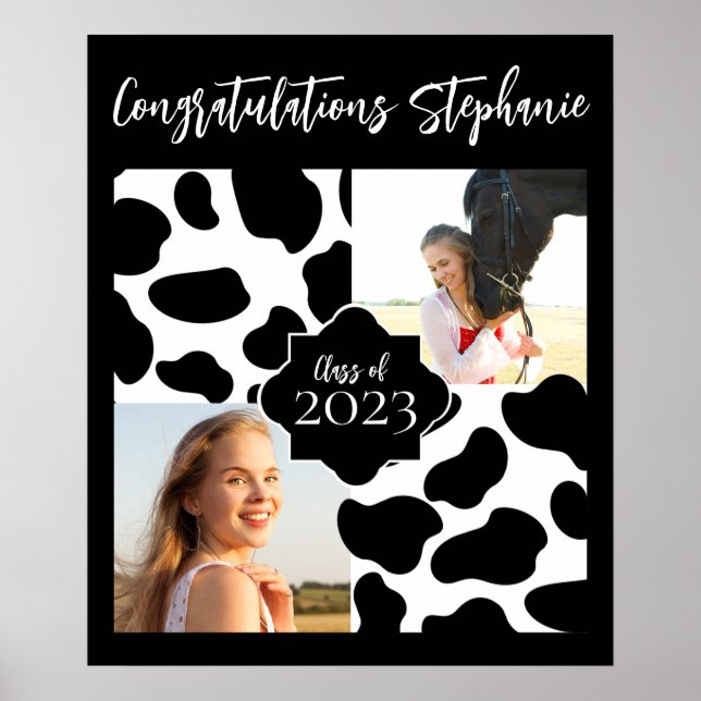 Cow Print Photo Poster Graduation (Front)